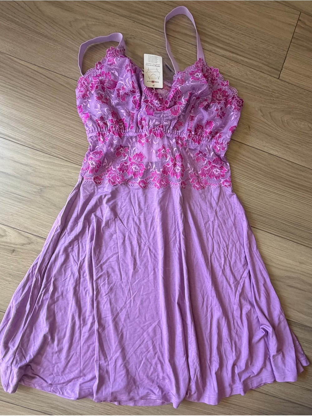 Cosabella Savona Curvy Chemise G-String Set Icy Violet/Cape Fushia Sz Small NWT